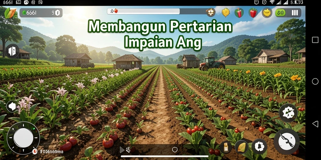 Tampilan gameplay menarik dalam 666I yang menunjukkan aktivitas pertanian.