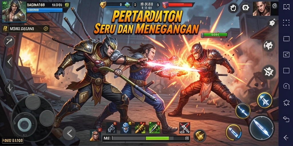 Tampilan gameplay BAGINDA168 yang penuh aksi di arena pertarungan.