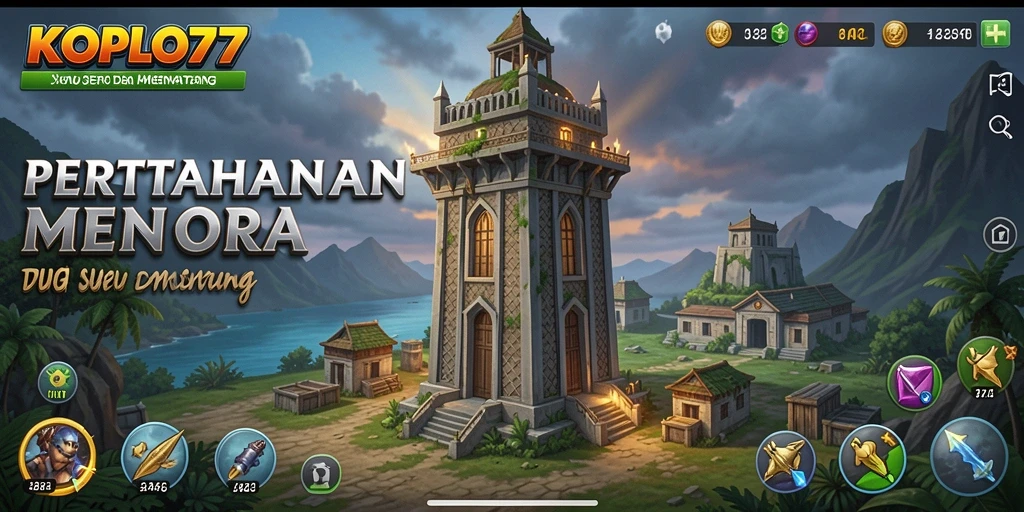 Tangkapan layar gameplay KOPLO77 yang menunjukkan pertahanan menara yang strategis.