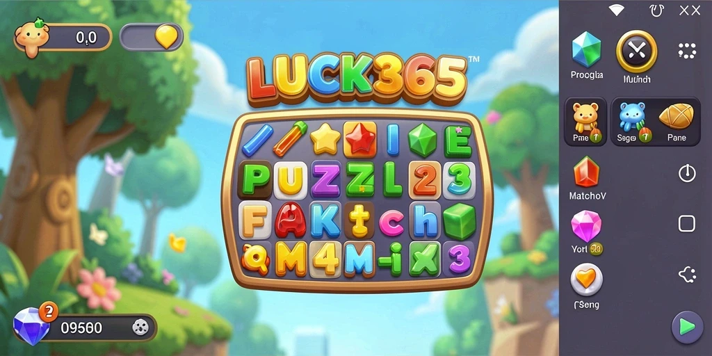 Screenshot gameplay LUCK365 yang menampilkan aksi Match-3 yang seru.