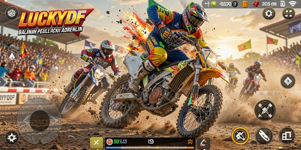 Screenshot gameplay balapan seru di LUCKYDF.