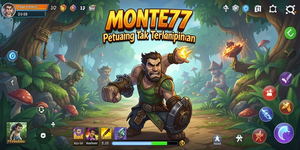 Screenshot gameplay MONTE77 menunjukkan petualangan menantang dan grafis mengesankan.