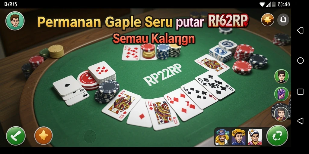 Tampilan gameplay RP62RP yang seru dan interaktif dalam permainan Gaple.