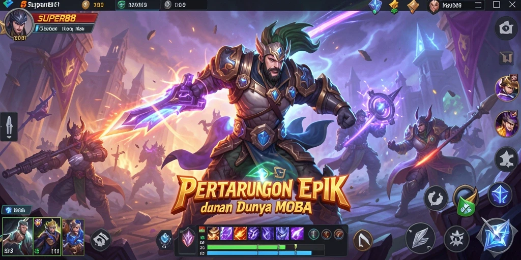 Tangkapan layar gameplay <strong>SUPER88</strong> menunjukkan pertarungan tim yang seru.