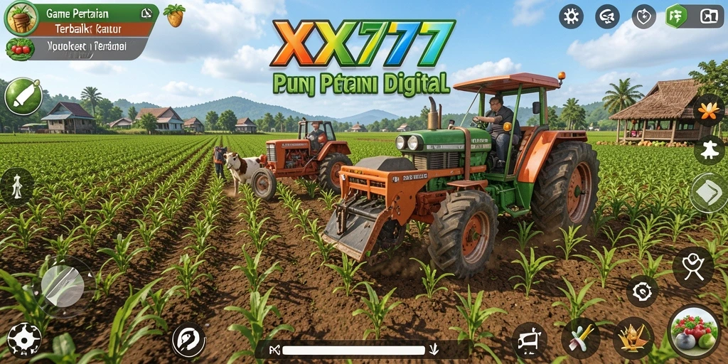 Tampilan gameplay XXX777 menampilkan aktivitas bertani yang seru dan grafis menarik.
